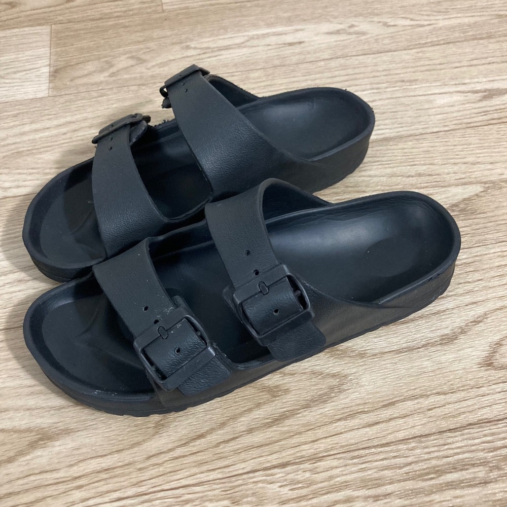Unbranded Slide Sandals Women Size 10 Black  Double Strap Buckle WATERPROOF